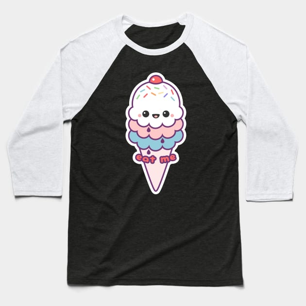 Eat Me Ice Cream Cone Baseball T-Shirt by sugarhai